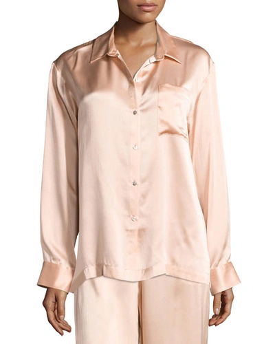 Beautiful Bottoms Silk-satin Pajama Top, Light Pink