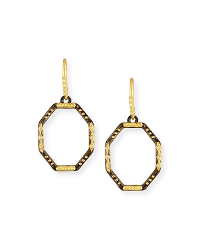 Armenta 18k Yellow Gold And Blackened Sterling Silver Old World Diamond Octagon Drop Earrings In White/multi