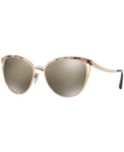 Bvlgari Etched Mirrored Butterfly Sunglasses, Rose Gold In Light Brown Mirror Dark Gold