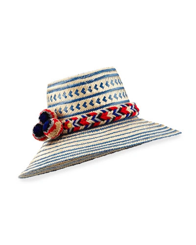 Guanabana Guajiro Patterned Mawisa Sun Hat, Blue/natural In Neutral Pattern