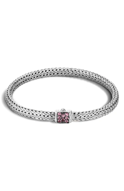 John Hardy Classic Chain Sterling Silver Lava Extra Small Bracelet With Pink Spinel In Silver/ Pink Spinel