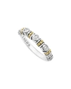 Lagos Sterling Silver Three Diamond Stacking Ring With 18k Gold Stations In Silver/gold