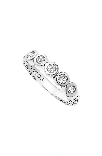 Lagos Sterling Silver Five Diamond Stacking Ring