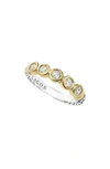 Lagos Sterling Silver And 18k Gold Five Diamond Stacking Ring In Gold/ Silver