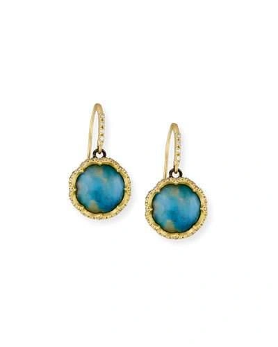 Armenta Old World 18k Scalloped Peruvian Opal Triplet Drop Earrings W/ Diamonds In Gold