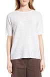 Eileen Fisher Short-sleeve Organic Linen/cotton Box Top, Petite In White