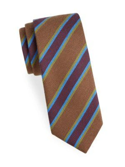 Charvet Striped Wool Tie In Green