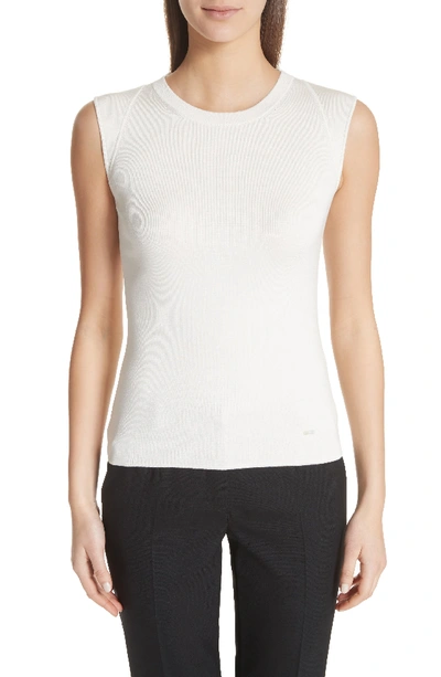 Akris Jewel-neck Cashmere-silk Tank In Paper