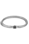 John Hardy Classic Chain Sterling Silver Lava Extra Small Bracelet With Black Sapphire In Black/silver