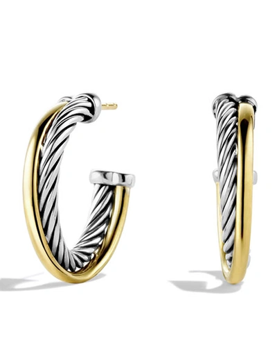 David Yurman Crossover Medium Hoop Earrings With Gold In Silver/gold