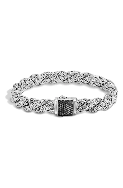 John Hardy Classic Chain Sterling Silver Lava Medium Flat Twisted Chain Bracelet With Black Sapphire In Silver/ Black Sapphire