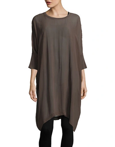 Eileen Fisher Silk Georgette Round-neck Shift Dress, Plus Size