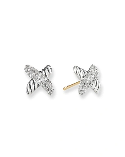 David Yurman X Earrings With Diamonds In Silver