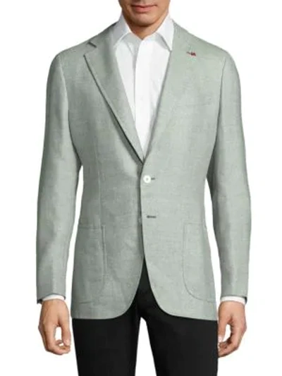 Isaia Men's Regular-fit Button-front Jacket In Open Green