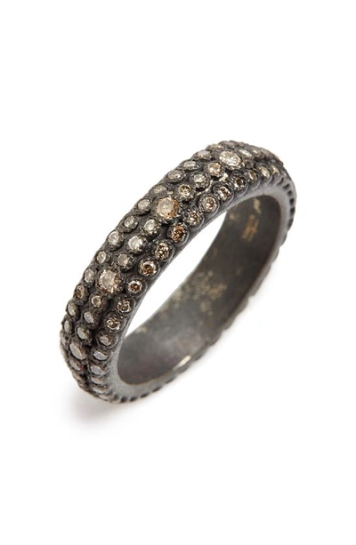 Armenta Old World Champagne Diamond Stackable Eternity Ring In Silver