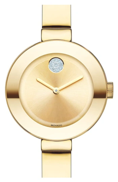 Movado 'bold' Crystal Accent Bangle Watch, 25mm In Gold