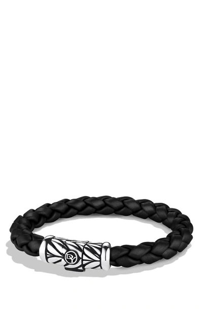 David Yurman Men's Sterling Silver & Braided Rubber Bracelet In Black