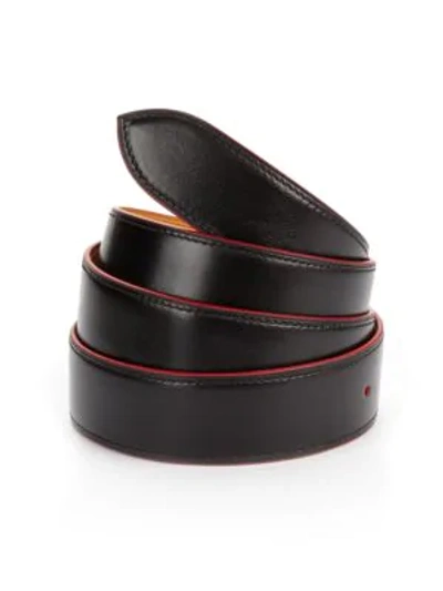 Corthay Red Trim Black Leather Belt