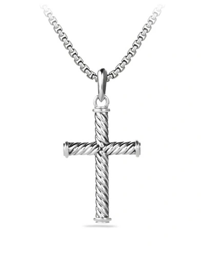 David Yurman Men's Cable Cross Pendant In Silver, 35mm In Sterling Silver