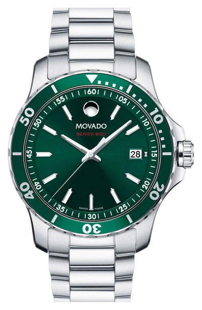 Movado Performance Stainless Steel Series 800 Watch, 40mm In Green/silver