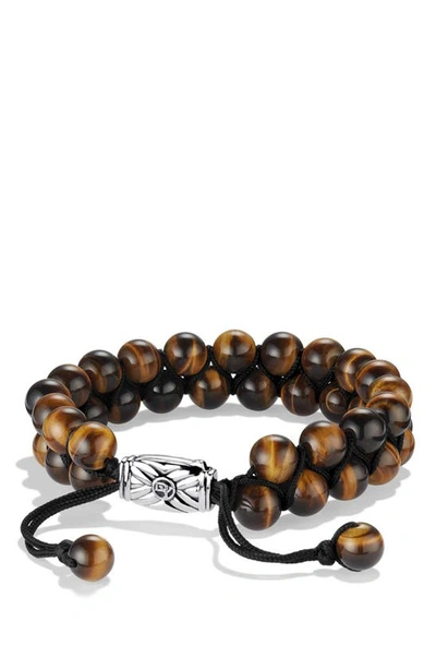 David Yurman Men's Spiritual Beads Two-row Tiger's Eye Bracelet In Silver/orange