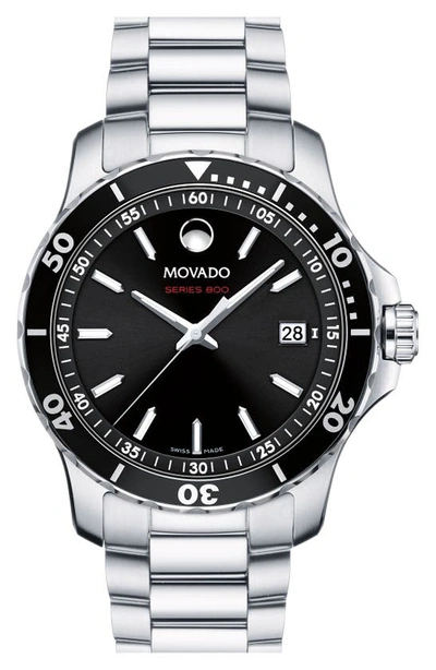 Movado Performance Stainless Steel Series 800 Watch, 40mm In Black/silver