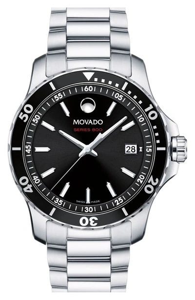 Movado Performance Stainless Steel Series 800 Watch, 40mm In Silver/ Black