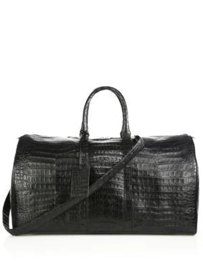 Santiago Gonzalez Crocodile Weekender Bag In Black