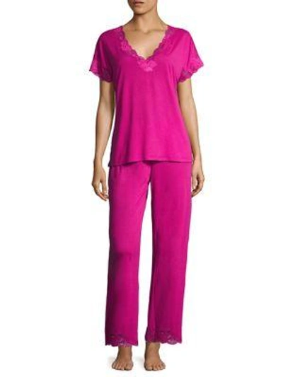 Natori Zen Floral Jersey Pajamas In Beets