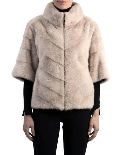 Gorski Chevron Mink Fur Topper Jacket In Beige