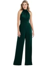 After Six Dessy Collection High-neck Open-back Jumpsuit With Scarf Tie In Green