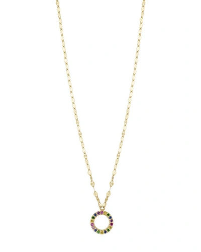 Lana Girl Girls' Mini Open Circle Rainbow Sapphire Pendant Necklace In Gold