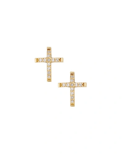 Lana Girl Girls' Diamond Cross Stud Earrings In Gold