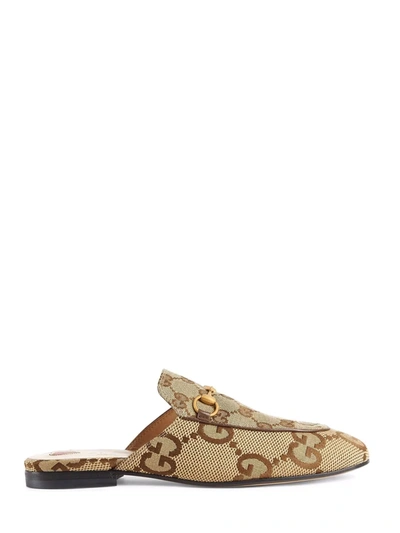 Gucci Princetown Horsebit Gg-canvas Backless Loafers In Beige