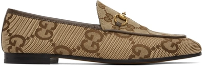 Gucci New Jordaan Jumbo Gg Marmont Loafers In Camel