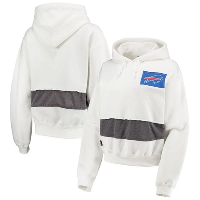 Refried Apparel Women's White Buffalo Bills Crop Pullover Hoodie