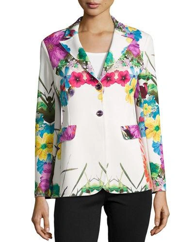 Berek Flower Pop Two-button Jacket, Plus Size In White Multi