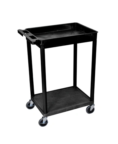 Clickhere2shop Offex Top Tub And Bottom Flat Shelf Utility Cart In Black