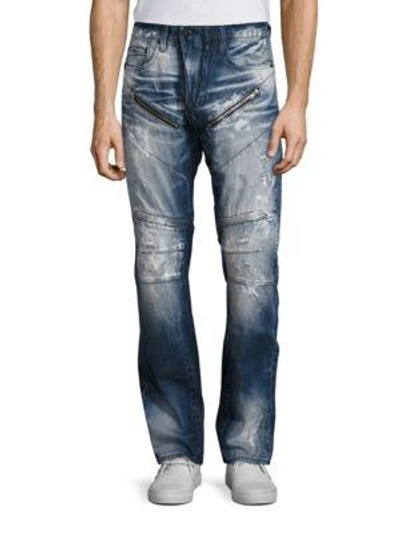 Prps Barracuda Straight Fit Moto Jeans In Indigo Blue