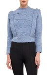 Endless Rose Chunky Wool Knit Detailed Sweater In Blue