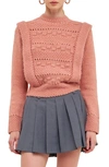 Endless Rose Chunky Wool Knit Embellished Sweater In Dusty Rose