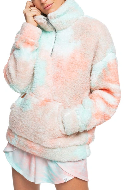 Roxy Juniors' Bonfires On The Beach Tie-dyed Fleece Sweatshirt In Peach Amber Nautilus Tie Dye