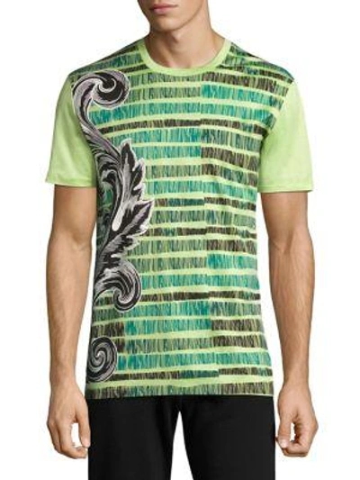 Versace Sketched Baroq Cotton T-shirt In Mint