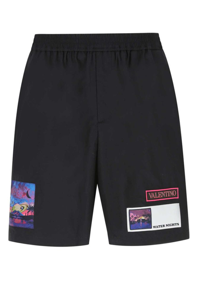 Valentino Bermuda Shorts With Patches - Atterley In Blue