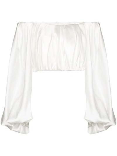 Solace London Ayla Off-the-shoulder Bell Sleeve Blouse In White