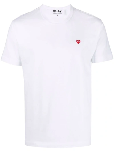 Comme Des Garçons Play Micro Heart Round-neck T-shirt In White