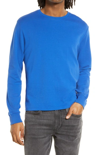 Frame Cotton Duofold Long Sleeve Cotton T-shirt In Reflex Blue