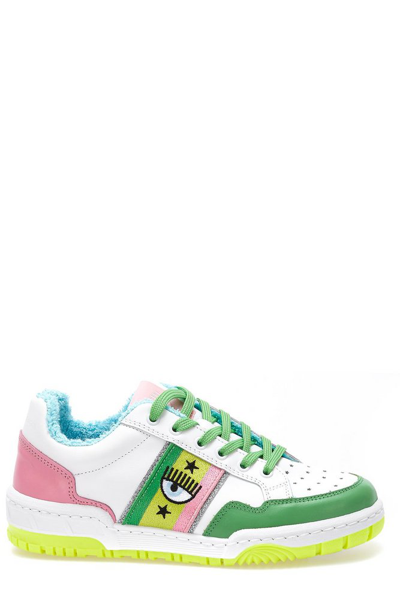 Chiara Ferragni Multicolor Leather Sneakers With Logo In Multi-colored