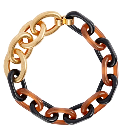 Marni Maxi-link Metal & Resin Necklace In Brown