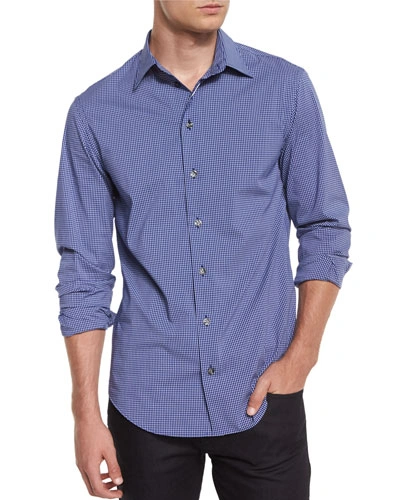 Armani Collezioni Micro Check Classic Fit Dress Shirt In Sky